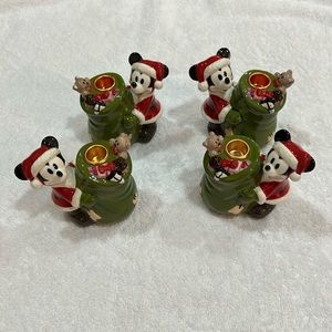 Disney Santa Mickey Candle Holders-2 sets.